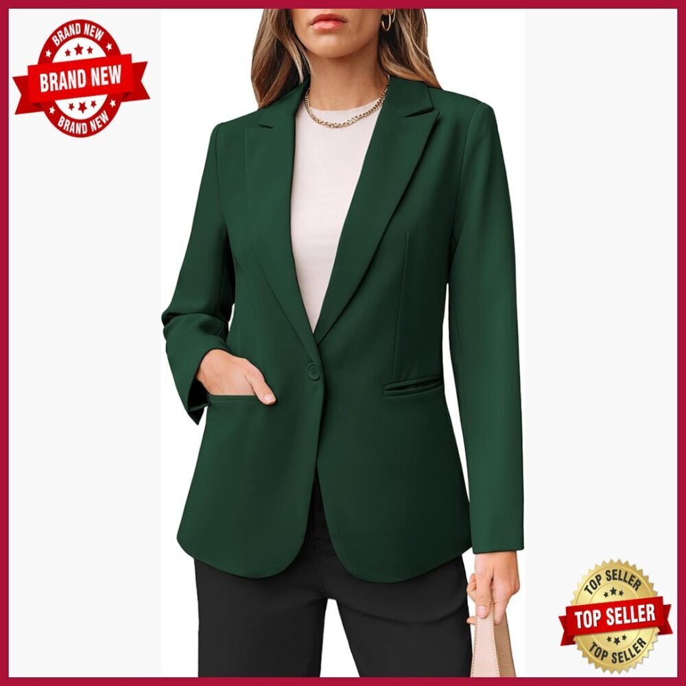 Women's Business Casual Blazer with Pockets, Lightweight Fabric, Long Sleeve